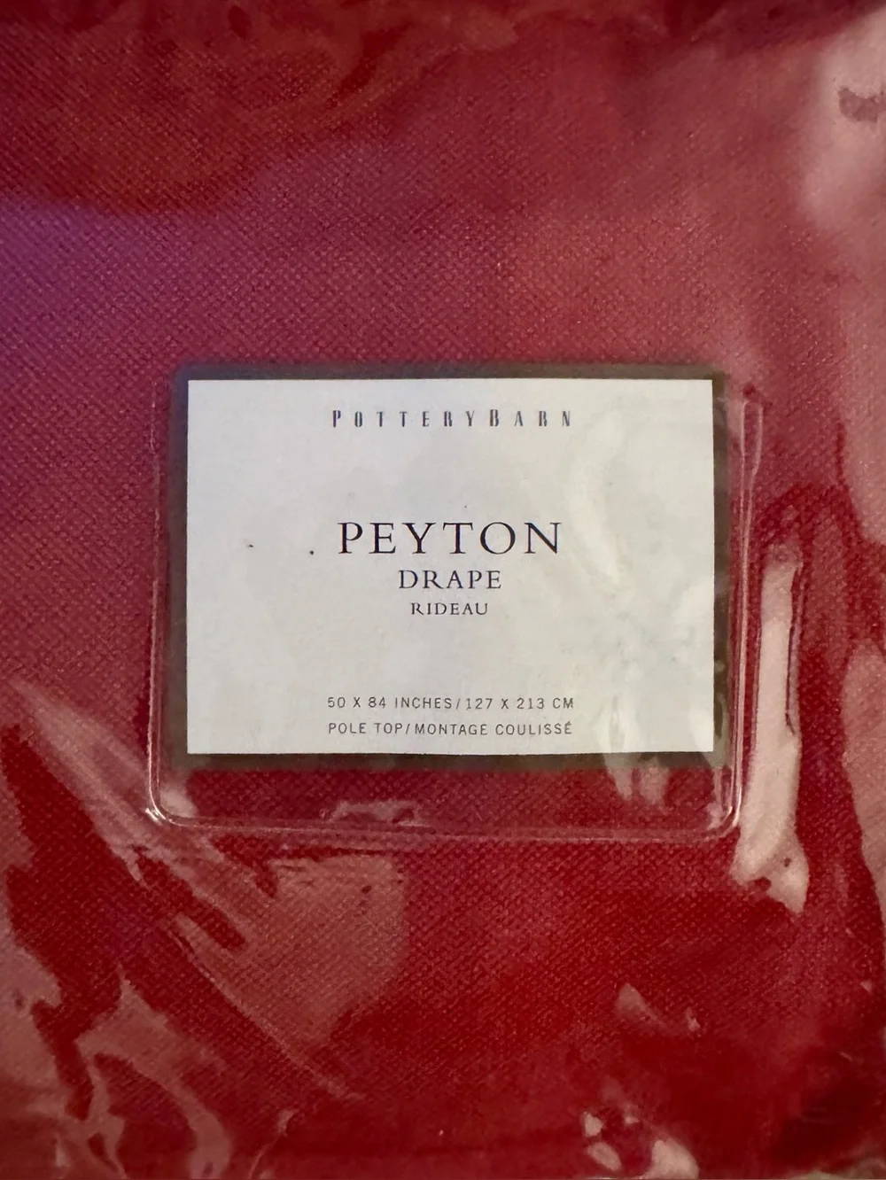 Pottery Barn Peyton Drape Rideau 50x84 Red Linen Cotton Blend NIP